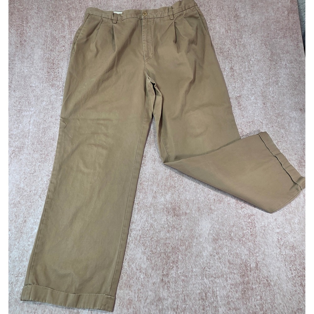 Vintage Banana Republic Smithfield Pleated Chinos Khaki Tan Cotton Pants 36x32